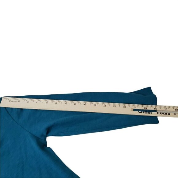 Soft Surroundings Danielle Button Top XS Teal Tunic Shirt Collared 100% Cotton - Picture 9 of 10